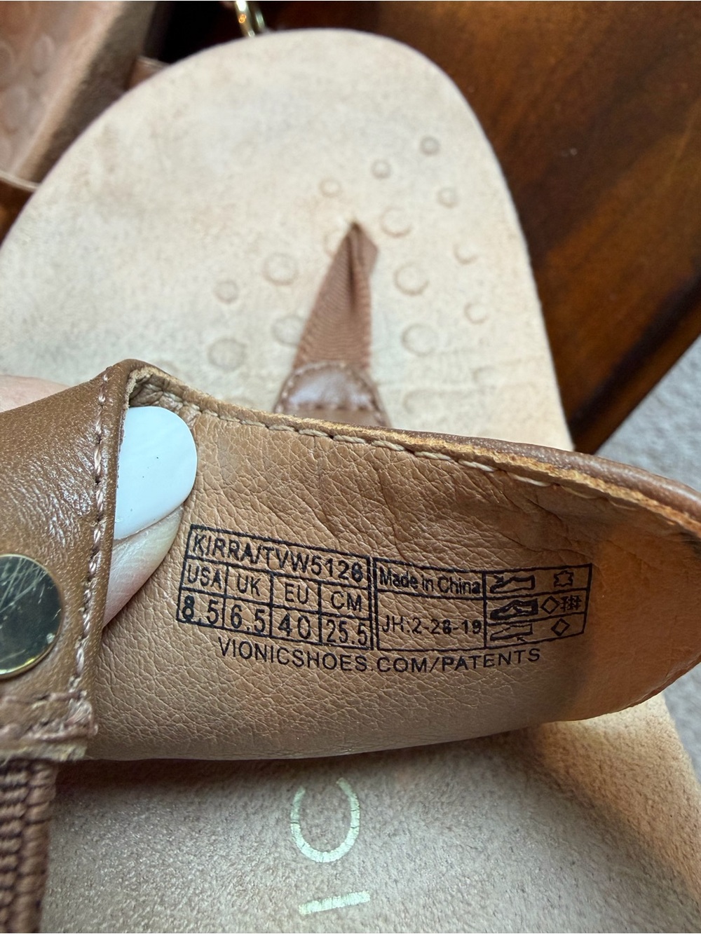 Vionic Tan Leather Toe-Post Ankle-Strap Sandals - Picture 3 of 3